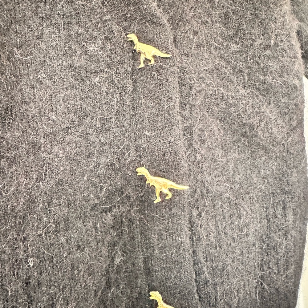& Other Stories Black Cardigan with Gold Dinosaur Buttons - Picture 5 of 10